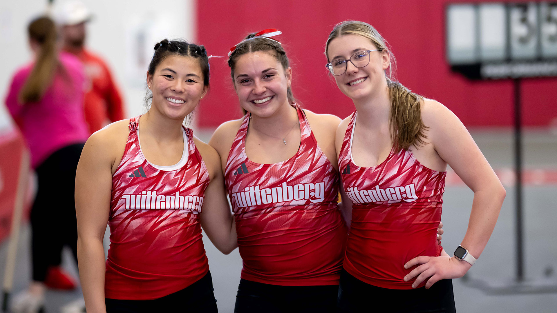 Story Laing, Tiffany Hix, and Rebekah Case, Wittenberg's pole vault trio | Photo by John Coffman